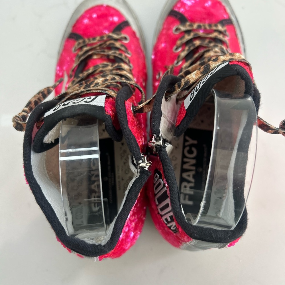 GOLDEN GOOSE Francy High Top Chuck Style Pink Sparkles Size 39 IT 9 US RARE - Picture 9 of 11